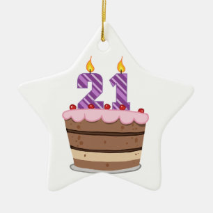 Ornement En Céramique Âge 21 sur le gâteau d'anniversaire