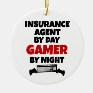 Ornement En Céramique Agent d'assurance par Jeu de jour par nuit