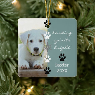 Ornement En Céramique Aiguille Spirits Bright Puppy Chien Photo