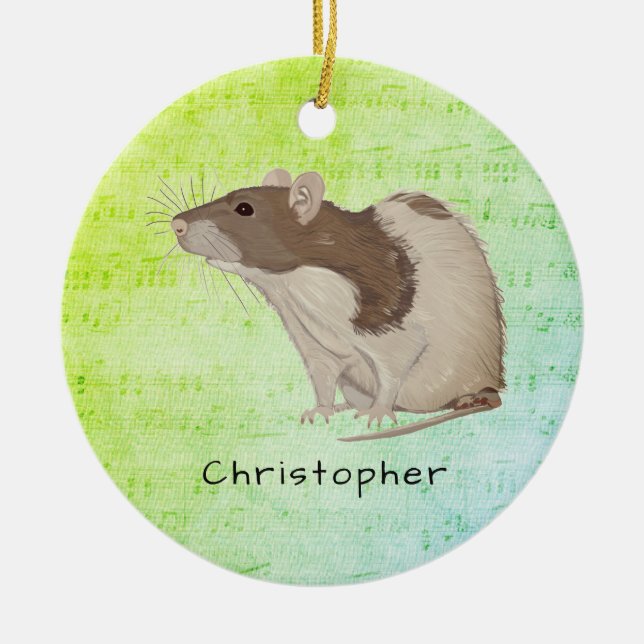 Ornement En Céramique Ajoutez votre conception nommée de rat (Devant)
