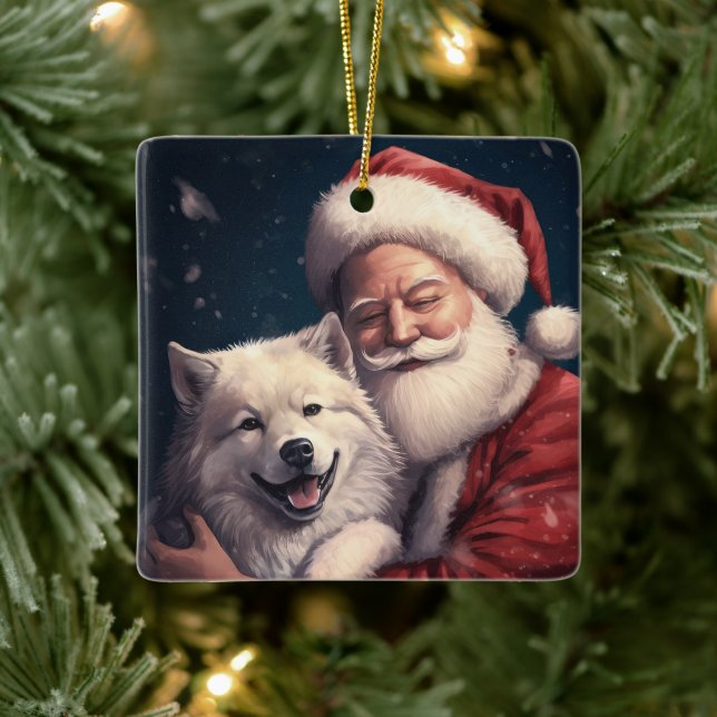 Ornement En Céramique Akita avec Noël du Père Noël (Arbre)