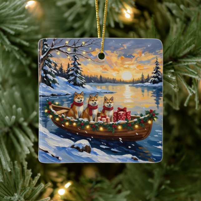 Ornement En Céramique Akita Christmas Boat Holiday (Arbre)