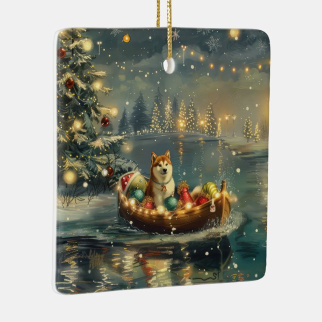 Ornement En Céramique Akita Christmas Festive Voyage (Droite)