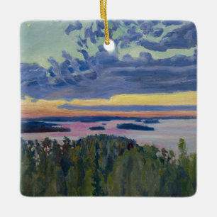 Ornement En Céramique Akseli Gallen-Kallela - Vue sur un lac au coucher 