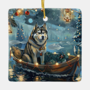 Ornement En Céramique Alaskan Malamute Noël Festive Voyage