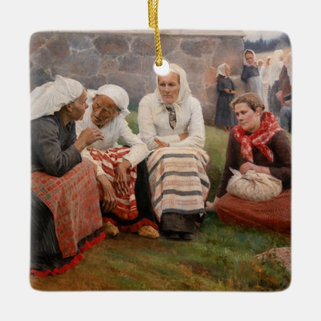 Ornement En Céramique Albert Edelfeel - Femmes à l'extérieur de l'église (Devant)