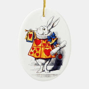 Ornement En Céramique Alice au pays des merveilles le lapin blanc par