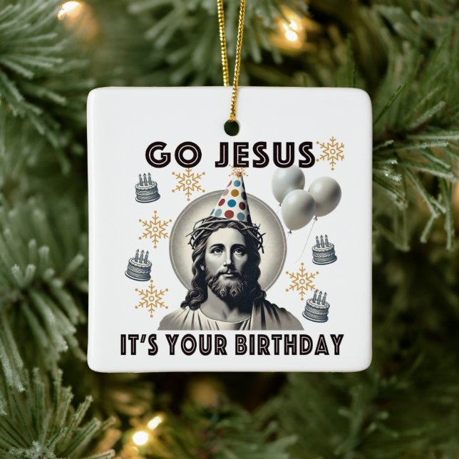Ornement En Céramique Allez Jésus, c'est ton anniversaire (Arbre)