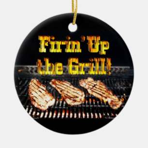Ornement En Céramique Allumez le Grill ! Steaks barbecues