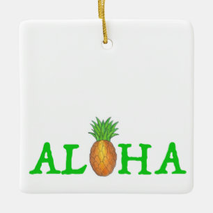 Ornement En Céramique Aloha Tropical Hawaiian Island Pineapple Hawaii