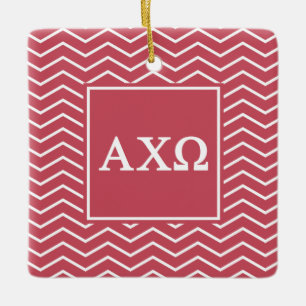 Ornement En Céramique Alpha Chi Omega Motif Chevron