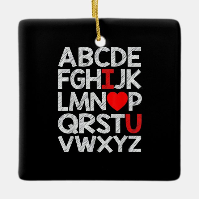 Ornement En Céramique Alphabet ABC Je t'aime (Devant)