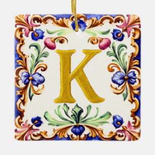 Ornement En Céramique Alphabet doré – Lettre K