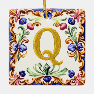 Ornement En Céramique Alphabet doré – Lettre Q