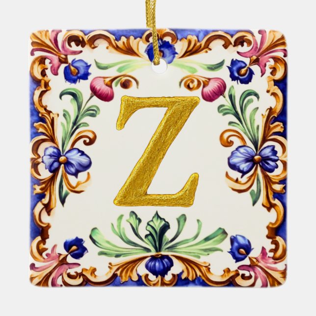 Ornement En Céramique Alphabet doré – Lettre Z (Devant)