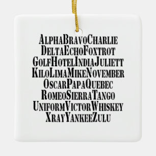 ORNEMENT EN CÉRAMIQUE ALPHABET PHONETIQUE / MOTS DE CODE