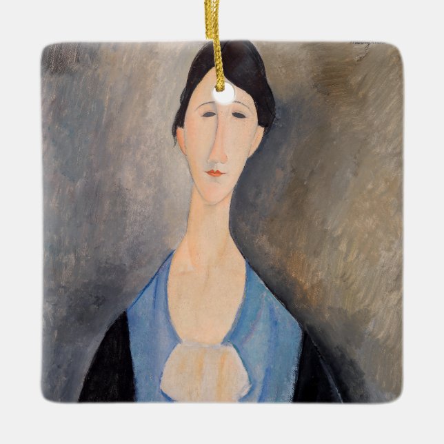 Ornement En Céramique Amedeo Modigliani - Jeune femme en bleu (Devant)