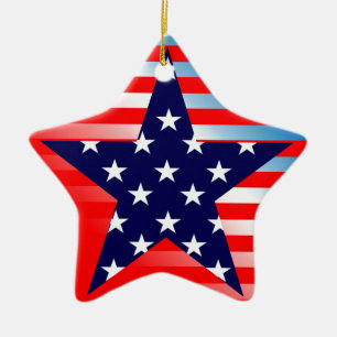 Ornement En Céramique American Flag Star