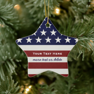 Ornement En Céramique American USA Flag Patriotique Juillet 4 Noël