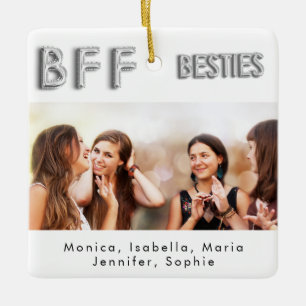 Ornement En Céramique Amis pour toujours photo argent besties BFF
