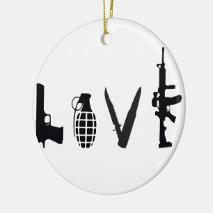 Ornement En Céramique Amour avec des armes