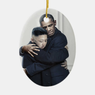 Ornement En Céramique Amour de l'ONU Corée du Nord d'Obama Kim Jong