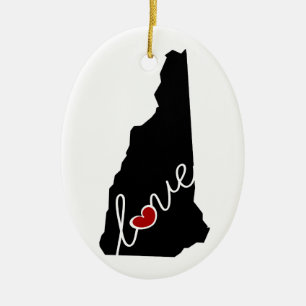 Ornement En Céramique Amour du New Hampshire !  Cadeaux pour des amants