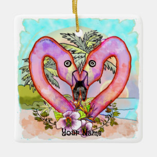 Ornement En Céramique Amour Flamant rose