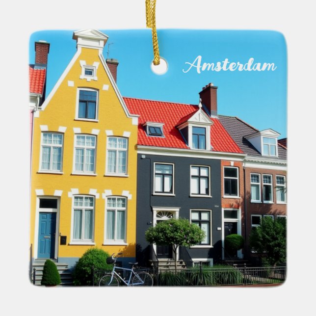 Ornement En Céramique Amsterdam Holland Houses Travel souvenir (Devant)