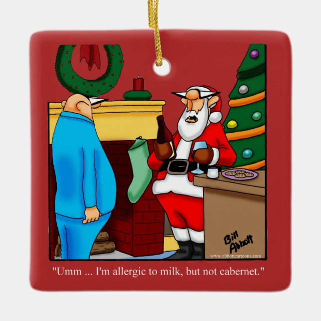 Ornement En Céramique Amusant Père Noël Chardonnay (Devant)