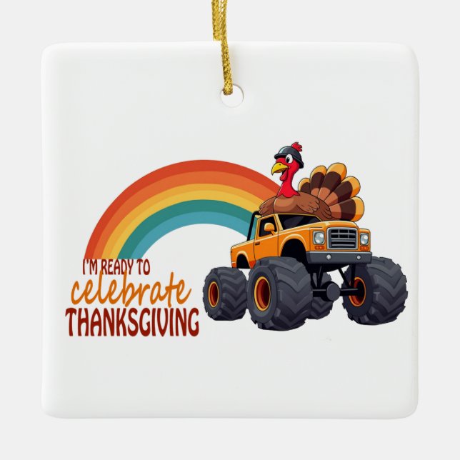 Ornement En Céramique Amusant Turc Monster Truck Thanksgiving Orament (Devant)