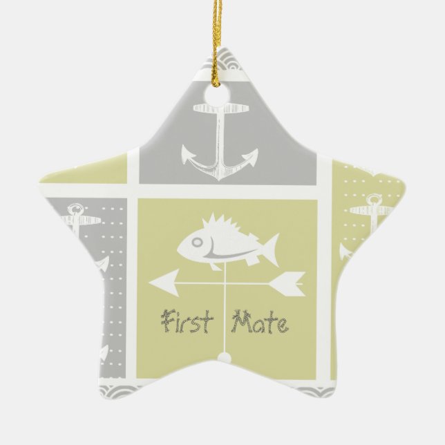 Ornement En Céramique Ancre marine jaune et gris Vane météorologique (Devant)