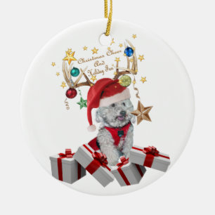 Ornement En Céramique andouillers, Noël et le cockapoo