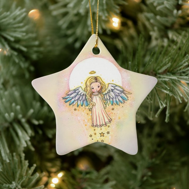 Ornement En Céramique Ange de Noël doux et Whimsical (Arbre)