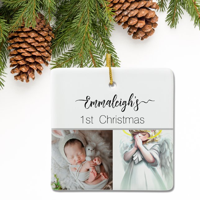 Ornement En Céramique Ange de prière 1er Noël Entièrement Personnalisé (Créateur téléchargé)
