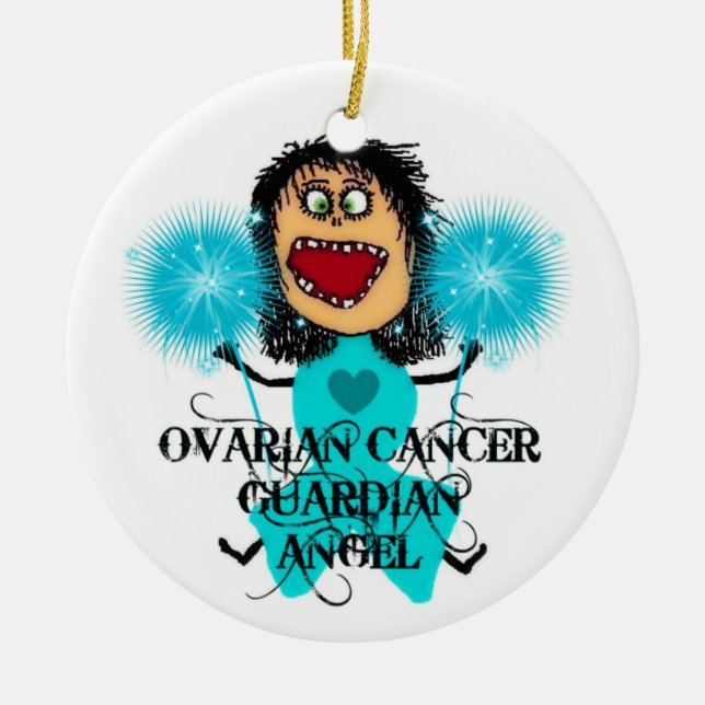 Ornement En Céramique Ange du gardien du cancer de l'ovaire (Devant)