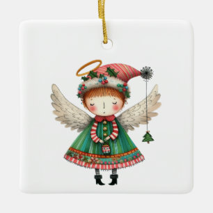Ornement En Céramique Ange mignon de style d'art folklorique