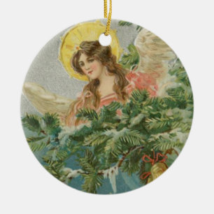 Ornement En Céramique Ange vintage de ville de Noël