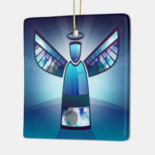 Ornement En Céramique Angel bleu stylisé