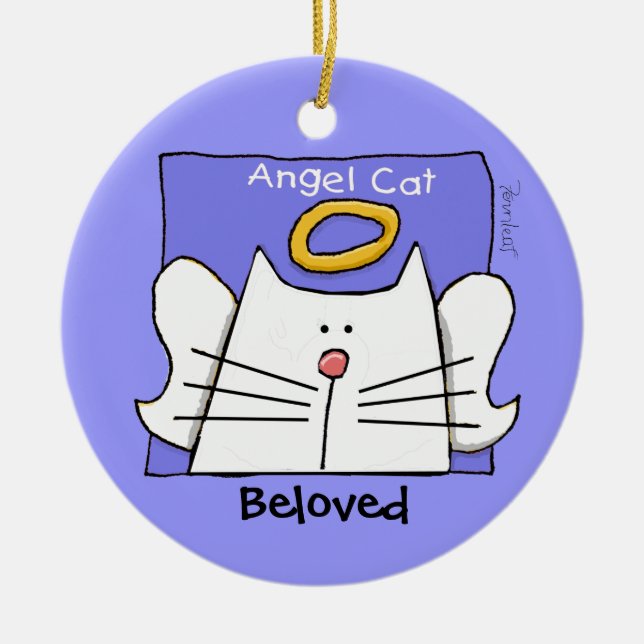 Ornement En Céramique Angel Chat Blanc Personnaliser (Devant)