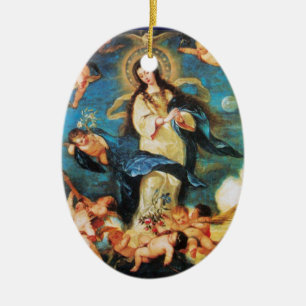 Ornement En Céramique Angels et Immaculée Conception de la Vierge