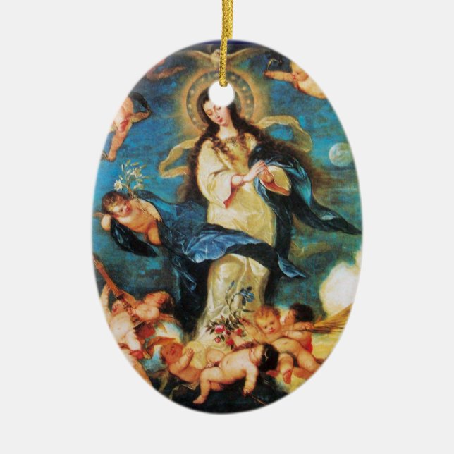 Ornement En Céramique Angels et Immaculée Conception de la Vierge (Devant)