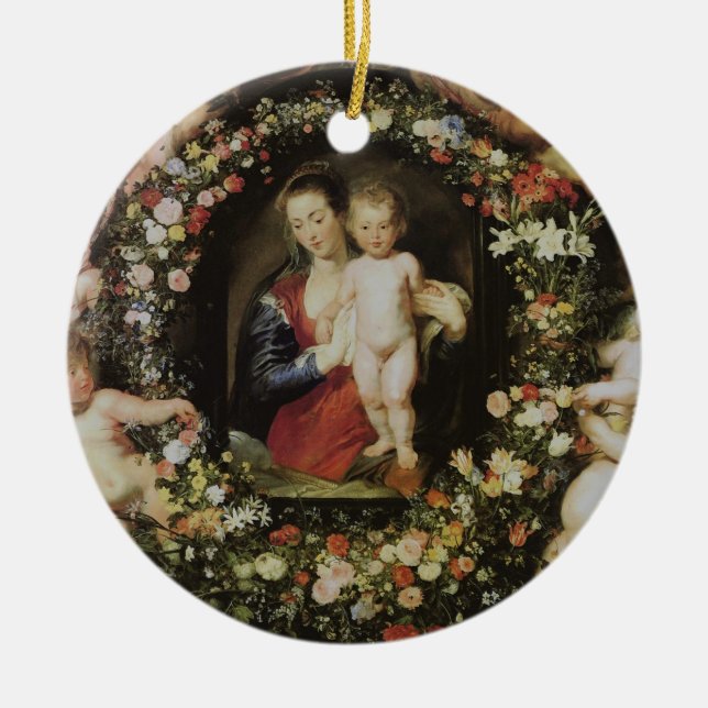 Ornement En Céramique Anges Madonna et enfants Rubens Art (Devant)