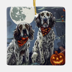 Ornement En Céramique Anglais Setter Halloween Éffrayant
