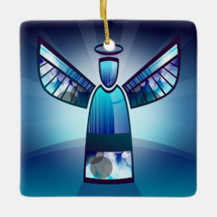 Ornement En Céramique Angle bleu