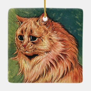 Ornement En Céramique Animaux de compagnie vintages, Chat orange à long 