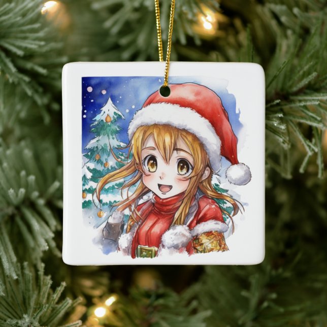 Ornement En Céramique Anime Anime fille Noël personnalisé (Arbre)