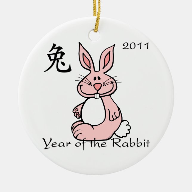 Ornement En Céramique Année chinoise de l'ornement de lapin (Devant)