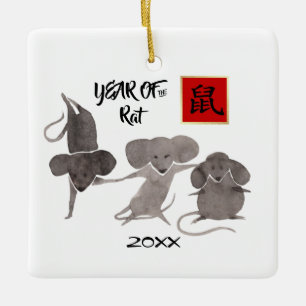 Ornement En Céramique Année chinoise des cadeaux de Rat