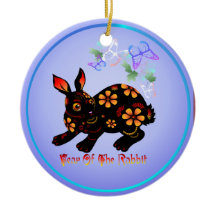 Année du lapin en Noir-Ornements